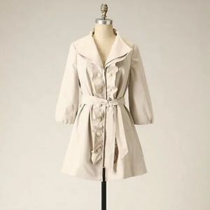 Anthropologie Idra Cream Ruffle Trench Coat 2